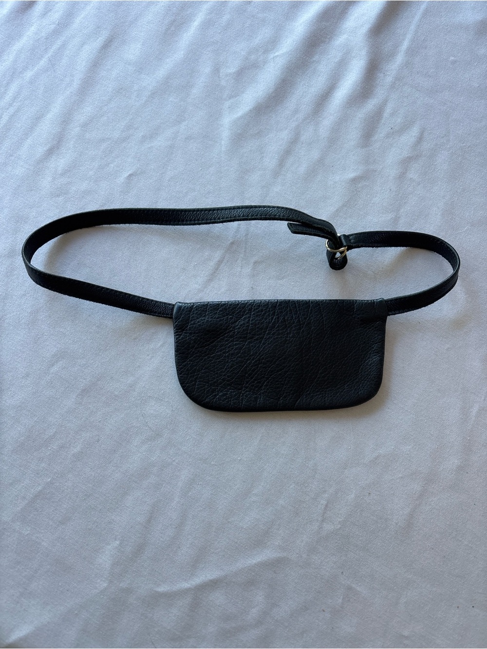 Alex Bender Berlin Black Pebbled Cowhide Leather Flat Belt Bag